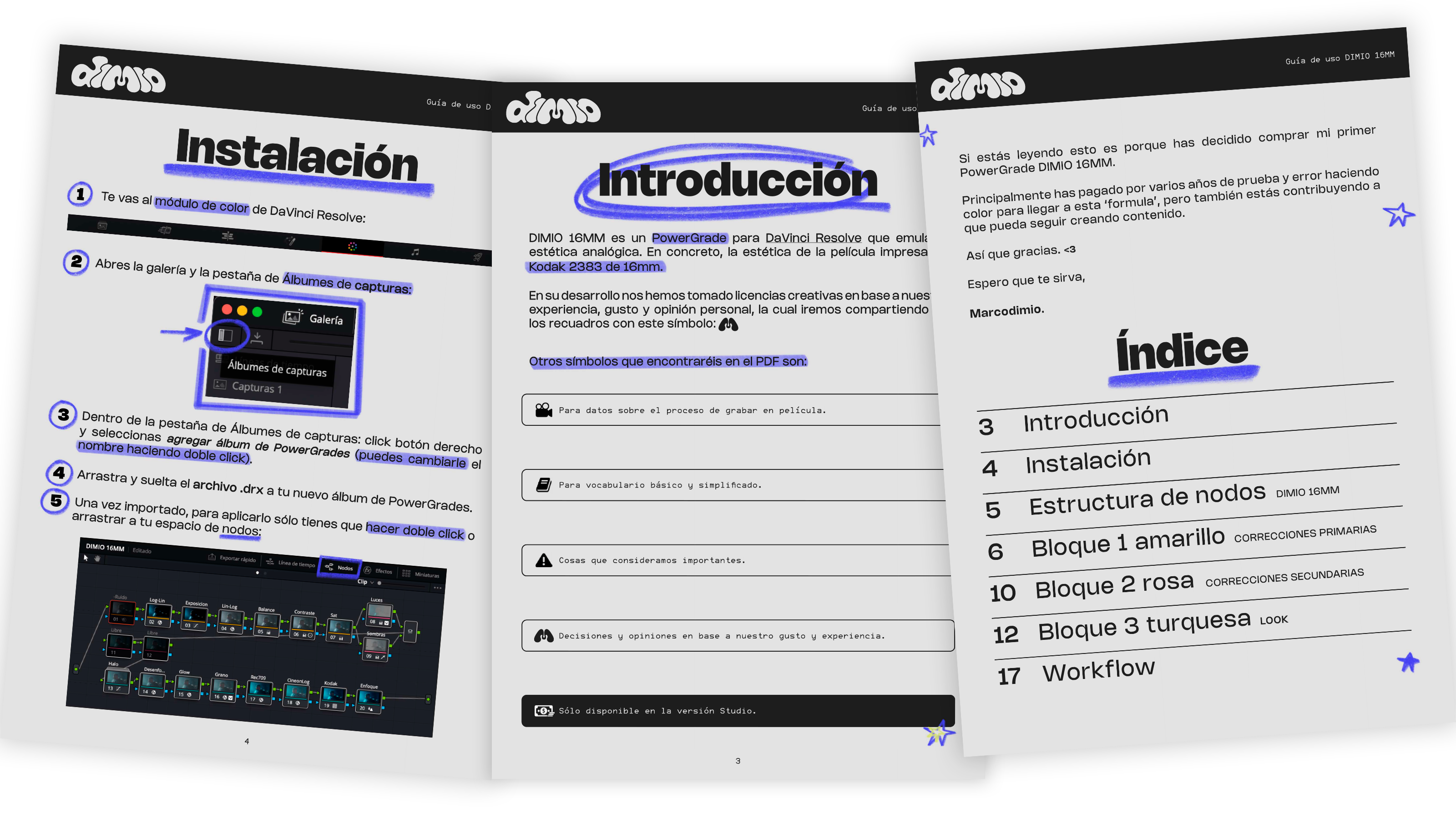 Guía PDF de instalación y uso de DIMIO16MM